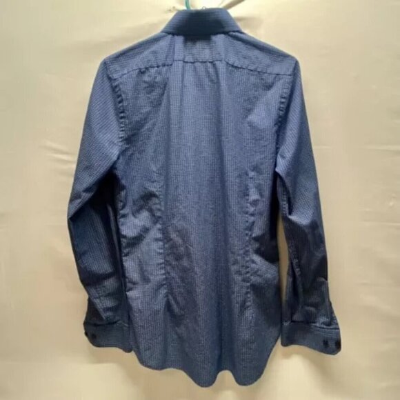 Express Dress Shirt Men’s Small 14-14.5" Neck Blue Geometric Extra Slim Button - Picture 10 of 14